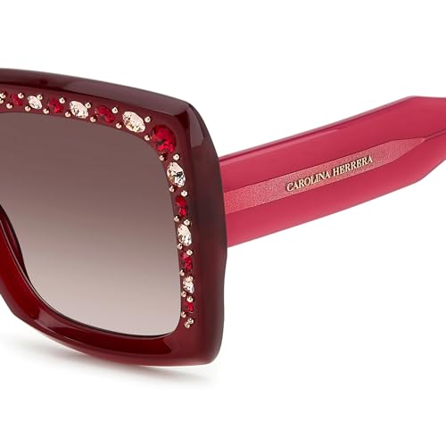 Carolina Herrera HER 0178/S Square Shape Full Rim Sunglasses for Women, 53 mm Size, Burgundy Pink/Brown4