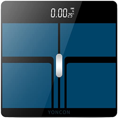 Bathroom Scale For Body Weight, Yoncon Digital Weight Scale Upgrade Tempered Glass, Led Display, Large Platform, Round Design, Temperature Detection, For Yoga, Fat Loss Etc, High Accuracy 0.1Lb/440Lb #TOP13