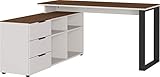 Amazon Marke - Alkove Winkelkombination Mantua, ideal für Home Office, in Kaschmir/Nussbaum-Nachbildung, mit integriertem Sideboard, 145 x 74 x 146 cm (BxHxT)