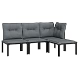 vidaXL 4-delige Loungeset poly rattan zwart en grijs, tuinset, tuinlounge, tuin set, loungeset tuin, loungebank tuin, loungeset buiten, tuinset lounge