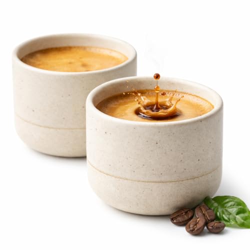 Maxito Espressotassen aus Steingut weiß mit 100 ml im 2er Set für Kaffeeliebhaber - Espresso & Kaffeetassen - Geschenke für Männer