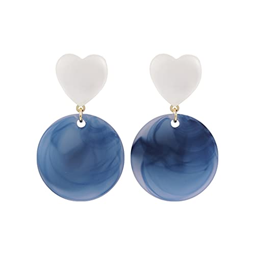 CcHhyyt Ohrringe mit Meereswelle, Acryl-Ohrringe, Retro, Blau, Ozean, runde Statement-geometrische baumelnde Ohrringe Herzform zierlicher Stil, Tropfen-Ohrringe, Geschenk für Frauen und Mädchen Cover