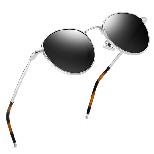 SUNGAIT Ponderable Metal Round Sunglasses for Men Women Classic Vintage Polarized Circle Sun Glasses