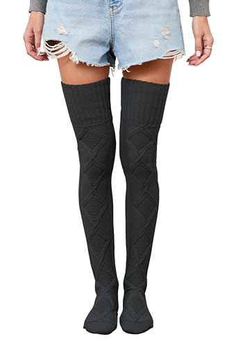 Image of Leoparts Women's Cable Knitted Thigh High Boot Socks Extra Long Winter Stockings Over Knee Leg Warmers
