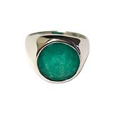 Mens Emerald Ring, Gemstone Signet Ring, 925 Solid Sterling Silver Ring, 22k Gold fill, Bohemian Rin