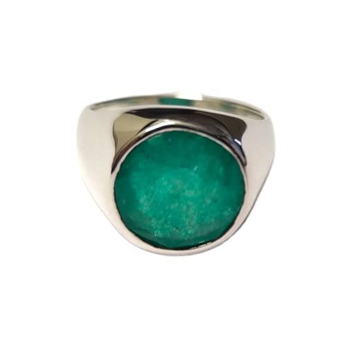 Mens Emerald Ring, Gemstone Signet Ring, 925 Solid Sterling Silver Ring, 22K Gold Fill, Bohemian Ring, Natural Emerald Gemstone Ring, Statement Ring, Handmade Jewelry, Gift Ring (925 Solid Silver, 13) #TOP23
