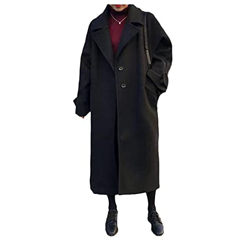 Manteau long femme laine coupe-vent ample et rétro taille S