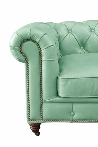 Image of Modern Classic Design Leatherette Luxury Chester Sofa Set with Button Tufted, Sofa for Living Room Home, Office and Lobby (Mint Green, 1 Seater Sofa)