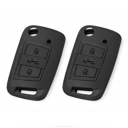 Image of JVCV Soft TPU Cover Compatible with Skoda Kushaq Taigun Tiguan Virtus Octavia Kodiaq Superb Folding Key | Scratch-Resistant Protective Case (2 Pack - Matte Black)