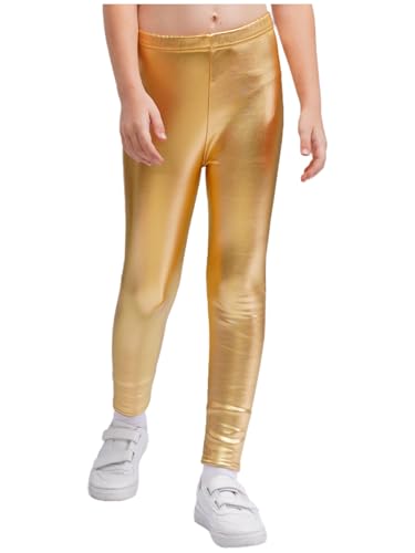 Kids Girls Shiny Metallic Leggings Warm Fleece-Lined Skinny Pants Hip Hop Dance Workout Yoga Trousers2