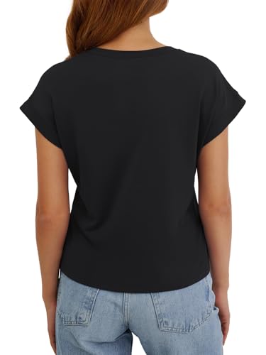 Womens Crop Tops Cap Sleeve T Shirts Cotton Crewneck Loose Fit Trendy Short Sleeve Tops for Women 2026 - image 4