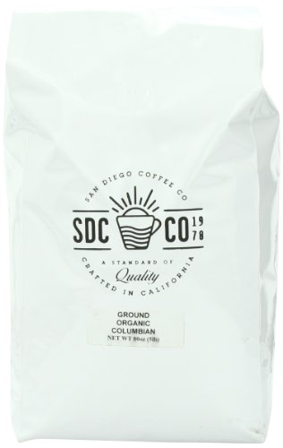 San Diego Coffee Ground Roasted Coffee, Columbian Organic, 80 Ounce
