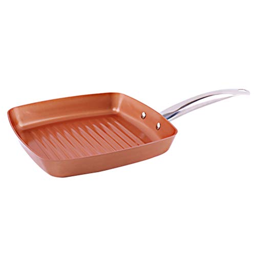 BESTONZON Grill Frying Pan Square Griddle Pan Non Stick Steak Universal Pancake Pan Bronze