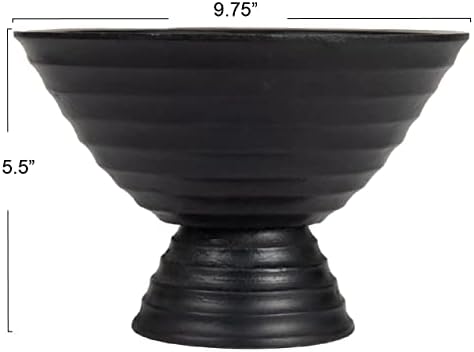 Boho Wood Pedestal Serving Bowl, Black Finish
