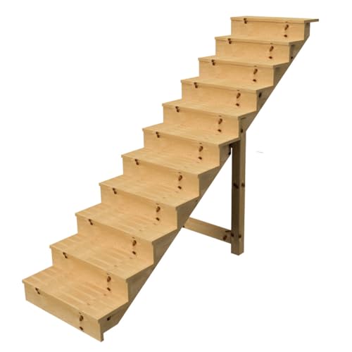 Escalera exterior h190cm 11 peldaños de madera D29cm B80cm CON apariencia
