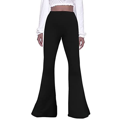 Women High Waisted Fit Flare Ethnic Paisley Floral Bell Bottoms Yoga Pants Flared Leggings