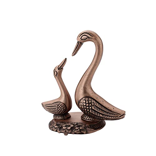 Image of ARTSMART Metal Kissing Duck Showpieces Decorative Love Bird Pairs Handcrafted Kissing Swan Couple Figurines Statues Idols for Home Decor Office Gift Items (Copper Finish)