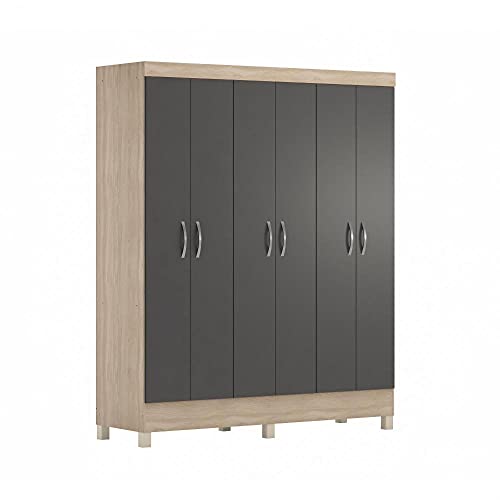 Guarda Roupa Casal 6 Portas Falco Yescasa Avena/grafito