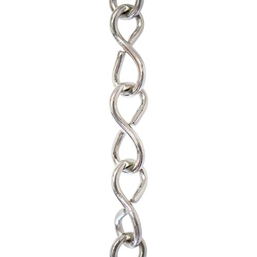 Image of RCH Hardware CH-20L-PN-3 Decorative Solid Brass Chain for Hanging Large Light Unwelded Wire (3 ft /1 Yard) (Polished Nickel)