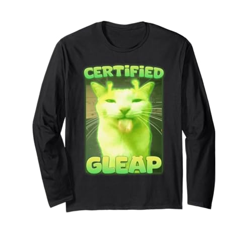 Certified Gleap Funny Alien Brainrot Cat Meme Tee Long Sleeve T-Shirt