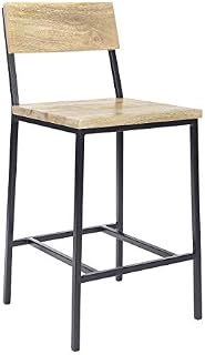 Elm Home And Garden 70cm Bar Kitchen Cafe Breakfast Stool With Back Rest Solid Wood