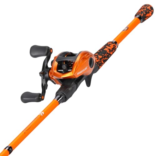 Sougayilang Baitcaster Combo IM7 Graphite M/MH 2-Piece Travel Rod 6.3:1 High-Speed Reel 18LB Drag for Bass Catfish Trout Panfish