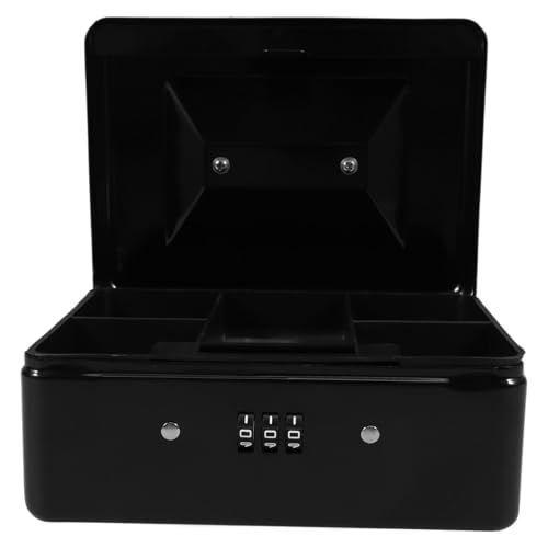 Ciieeo Coffre-fort Portable à Code Sécurisé en Fer, Petit Format Noir, Boîte de Rangement Verrouillable pour Bureau et Maison, Compartiment Spacieux pour Argenté Liquide et Documents,