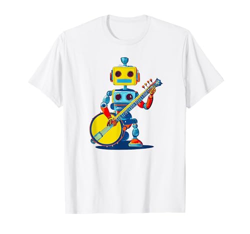 Cute Robot Banjo Player Camiseta