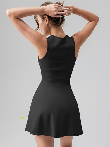 OQQ Women's Square Neck A-line Dress Sleeveless Tank Top Stretch Flare Mini Dresses2