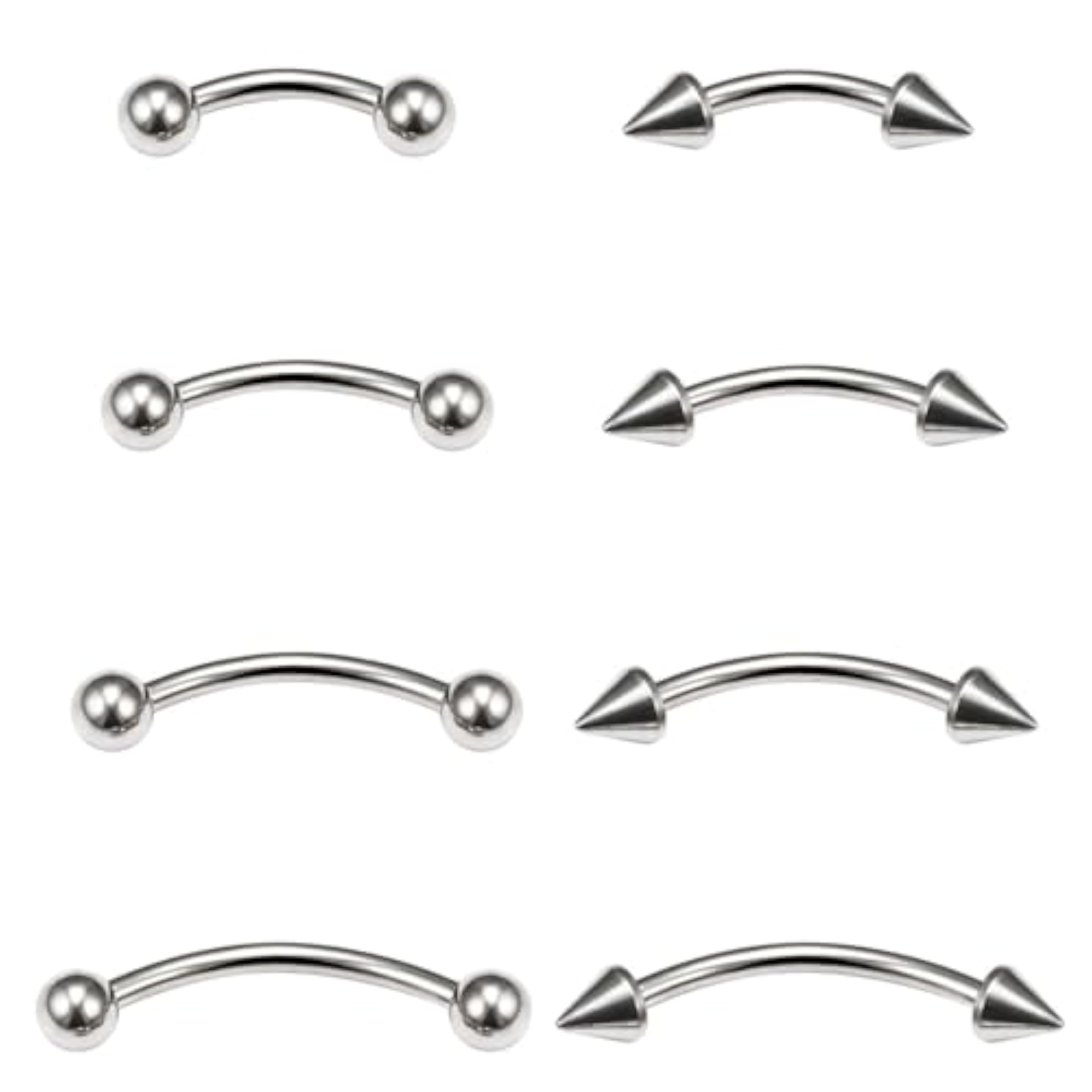 ZAMXHUG 16G Pendientes Piercing Ceja Tragus Helix Aros Perno - 8pcs para Cejas con Diafragma Barra Curvada para Labio 1,2mm Uñas Joyería Personalizada para Mujer