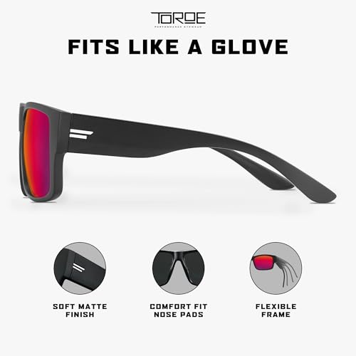 Image of TOROE Z87+ Polarized Safety Sunglasses Matte Black TR90 Frame, ANSI Rated Lens