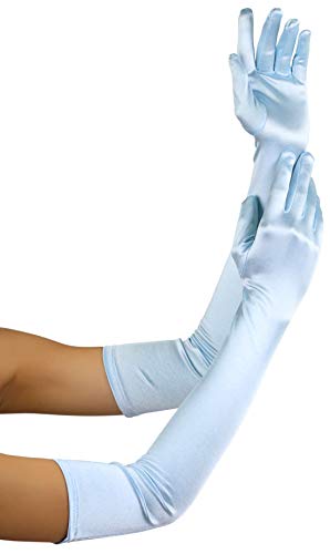 ToBeInStyle Womens Extra Long Opera Length Satin Gloves - Light Blue - One Size