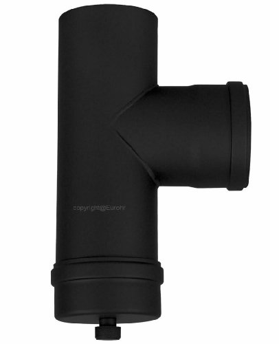 FIREFIX R80/V Pelletofenrohr aus 1,2 mm starken Stahl in 80 mm Durchmesser, Anschluss-T-Stück mit Reinigungsdeckel, für Pelletöfen und Pelletfeuerstellen, Senotherm, schwarz FIREFIX R80/V Pelletofenrohr aus 1,2 mm starken Stahl in 80 mm Durchmesser, Anschluss-T-Stück mit Reinigungsdeckel, für Pelletöfen und Pelletfeuerstellen, Senotherm, schwarz