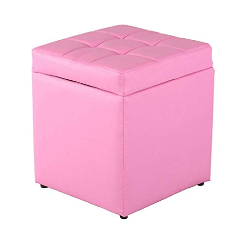 Pouf carré ottoman rose avec boîte de rangement portable - 2