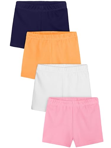Image of Resinta 4 Pack Baby and Toddler Girls' Cotton Bike Shorts Solid Cotton Bike Shorts Soft Pull-On Safety Shorts for Daily Wear