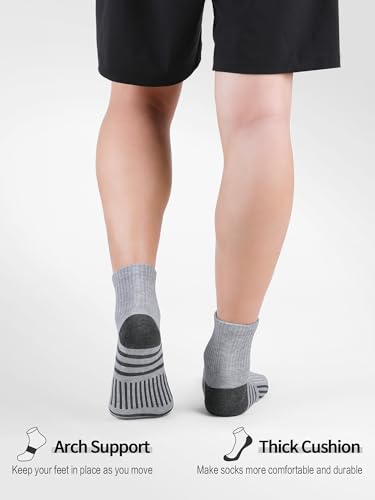 Image of Airacker Athletic Quarter Socks with Cushion Running Ankle Socks for Men Women 6 Pairs