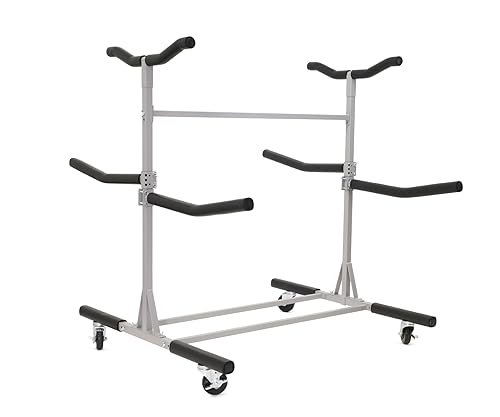 SPAREHAND DualFlow5 Freestanding Storage Rack - Heavy Duty ?Kayak Stand with G-C4 Caster Wheels - 5-Tier Rack System for 5 Kayaks, SUPs, Canoes & Paddleboards - Suitable for Indoor & Outdoor