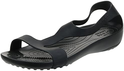 Crocs womens Women's Serena Sandal, Black/Black, 10 US