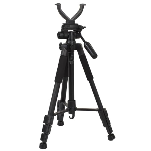 Trípode de caza de tiro, trípode de caza, altura ajustable, 55-150 cm, yugo de desprendimiento rápido, duradero y ligero, ideal para la caza-lack/1,5 m