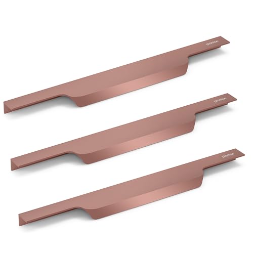 Image of Plantex Profile Handle for Kitchen Cabinet /14 Inch Aluminium Drawer Profile Handle /Wardrobe Pull Handle for Home /Office /Hotel - Pack of 3 (Rose Gold)
