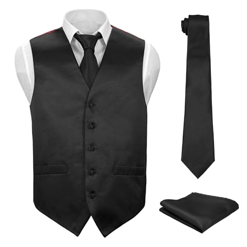 Men's Dress Formal Dress Vest Paisley and Solid Color Vest Necktie Hanky Set3