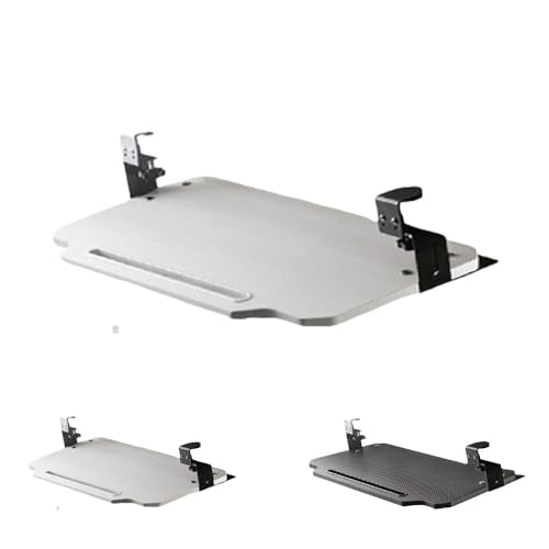 LIVIA人間工学に基づいたキーボード引き出し、スライド式キーボードとマウストレイ、家庭/オフィス用、Cクランプ付きテーブル下キーボードホルダー、高さ調節可能なトレイ (ホワイト,60*29cm)