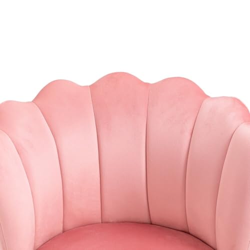Image of Set of 2 Accent Chair for Living Room | Modern Armchair in Soft Velvet Fabric with Sturdy Legs | Premium Chair for Home Living Room Bedroom Restaurent | (Flower Design, Baby Pink)