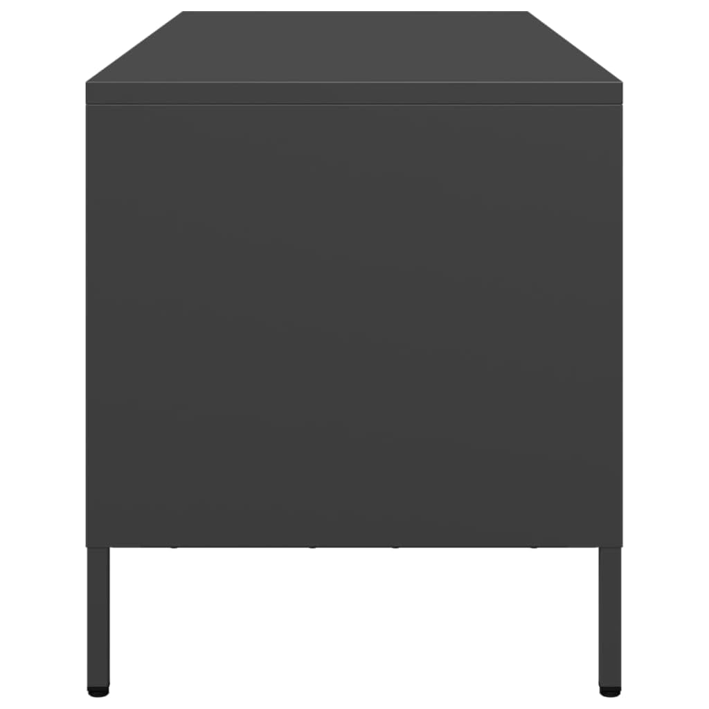 TV Lowboard Schwarz 101,5x39x43,5 cm aus kaltgewalztem Stahl, 2 Fächer 2 Schubladen, Industrie-Stil TV-Schrank mit verstellbaren Füßen für Wohnzimmer Schlafzimmer