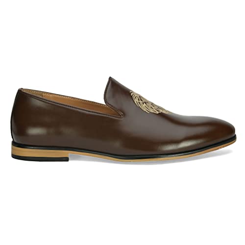 Image of San Frissco Men's Mid-Top Styling Loafer Lightweight Woven Moccasins Formal, Casual Driving Shoes for Men /Synthetic Leather /Cushioned Footbed Designed for All Seasons - Brown