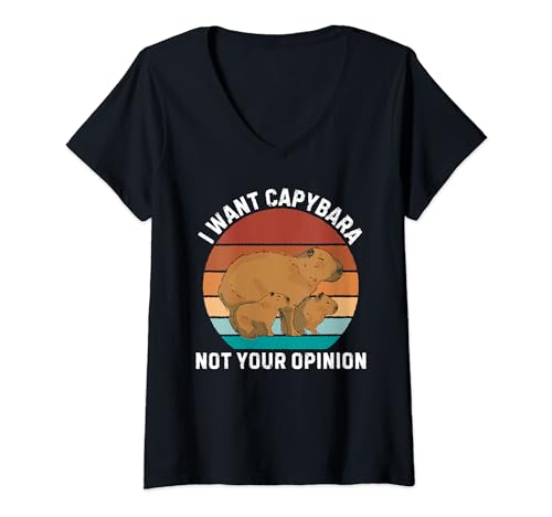 Mujer Retro Quiero Capibara No Tu Opinión Amante Capibara Camiseta Cuello V
