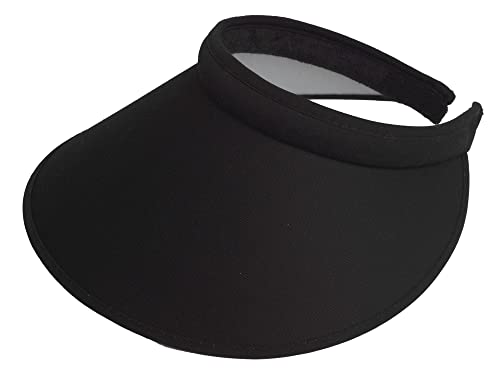 Topheadwear Sports Cotton Twill Clip-On Visor 5 Inch Extra Wide Brim, Black #TOP17