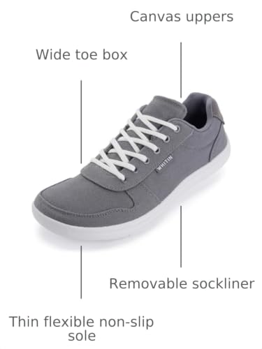 Image of WHITIN Men's Wide Barefoot Shoes | Stylish Canvas Minimalist Sneakers | Zero Drop Sole