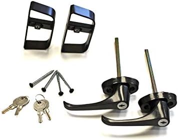 Doors & Door Hardware 5-1/2" Black L Handle Door Lock Set - For shed, gate, playhouse - 2 KEYED ALIKE