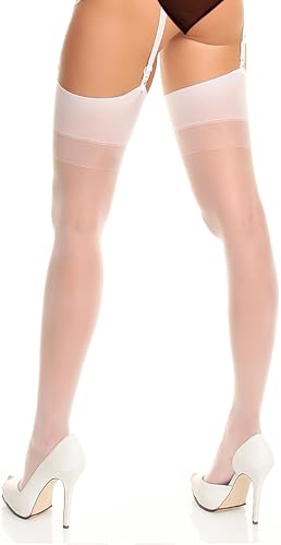 GLAMORY Damen Strapsstrümpfe Perfect 20 DEN, Weiß (Weiß), Large (Herstellergröße: L-(44-46))